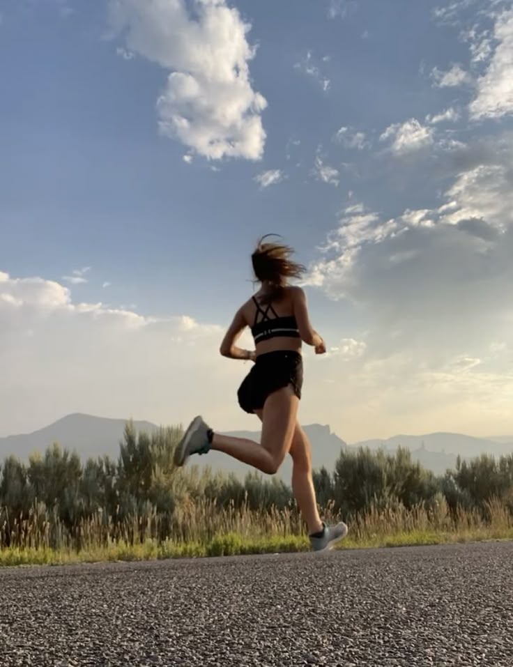 fast runner on the road in nature