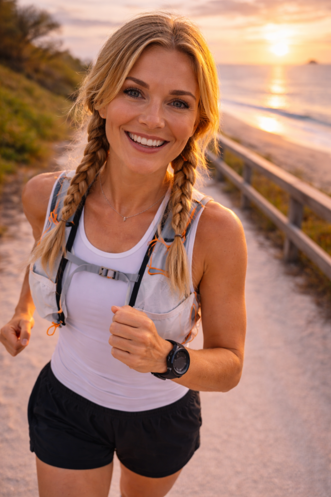 Woman running on beach